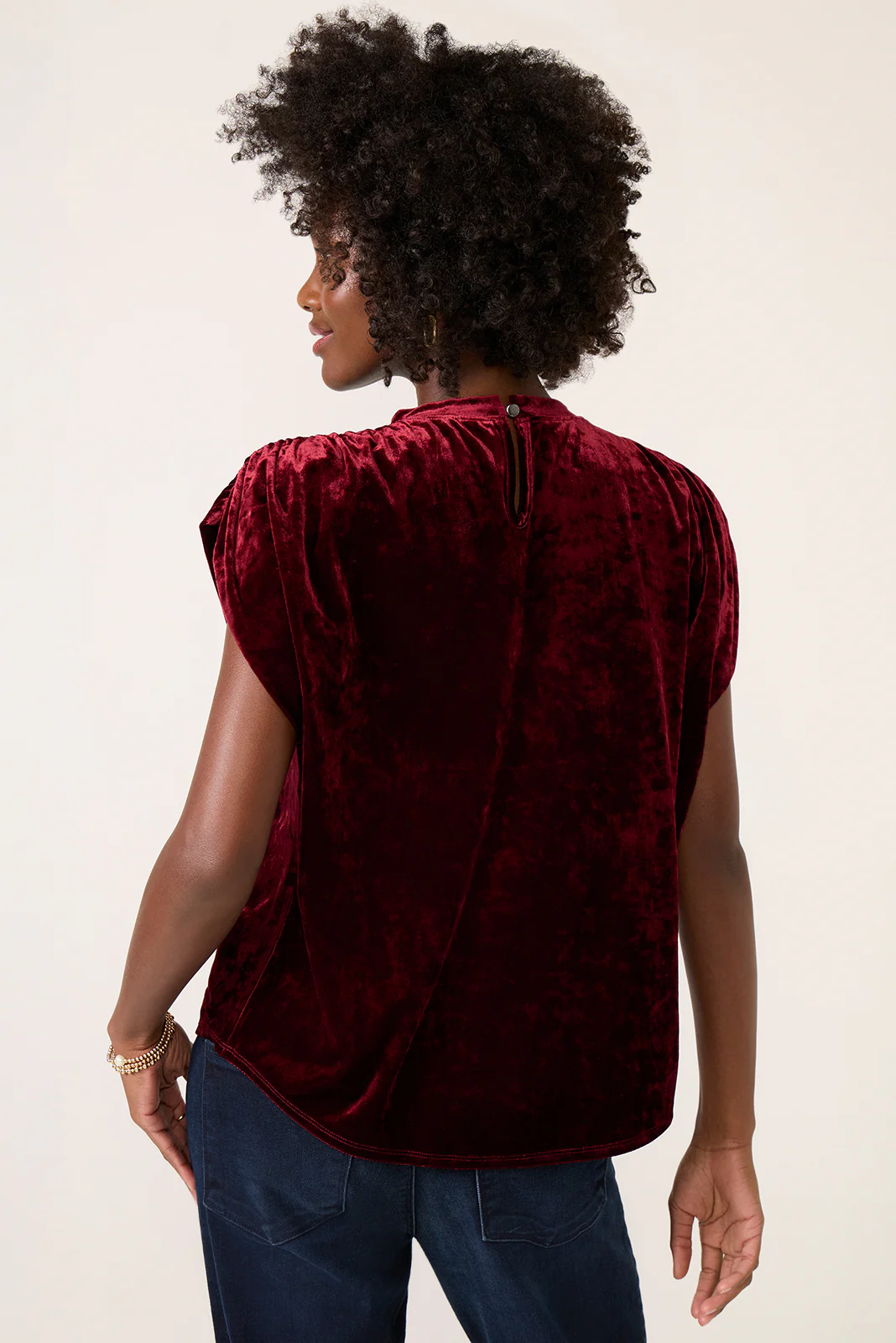 Acacia Velvet Shirred Shoulder Tee - Image 4
