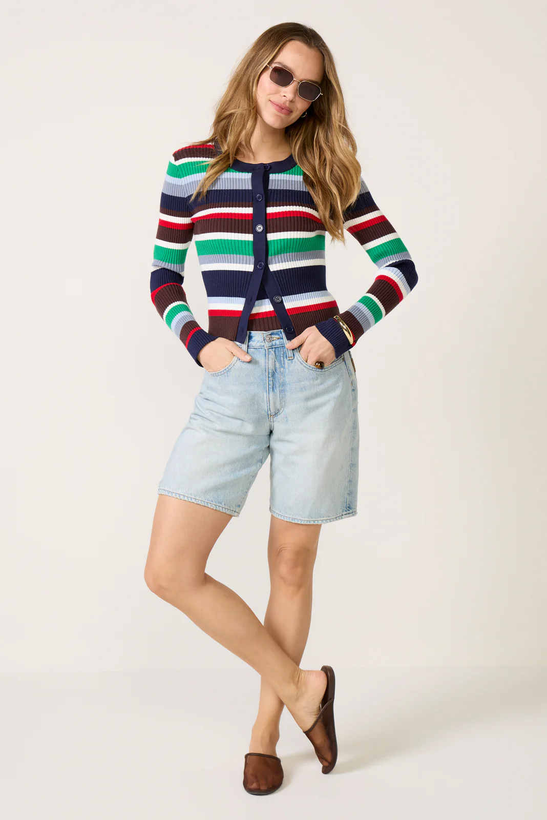 Alyssa Stripe Twin Set Cardigan - Image 2