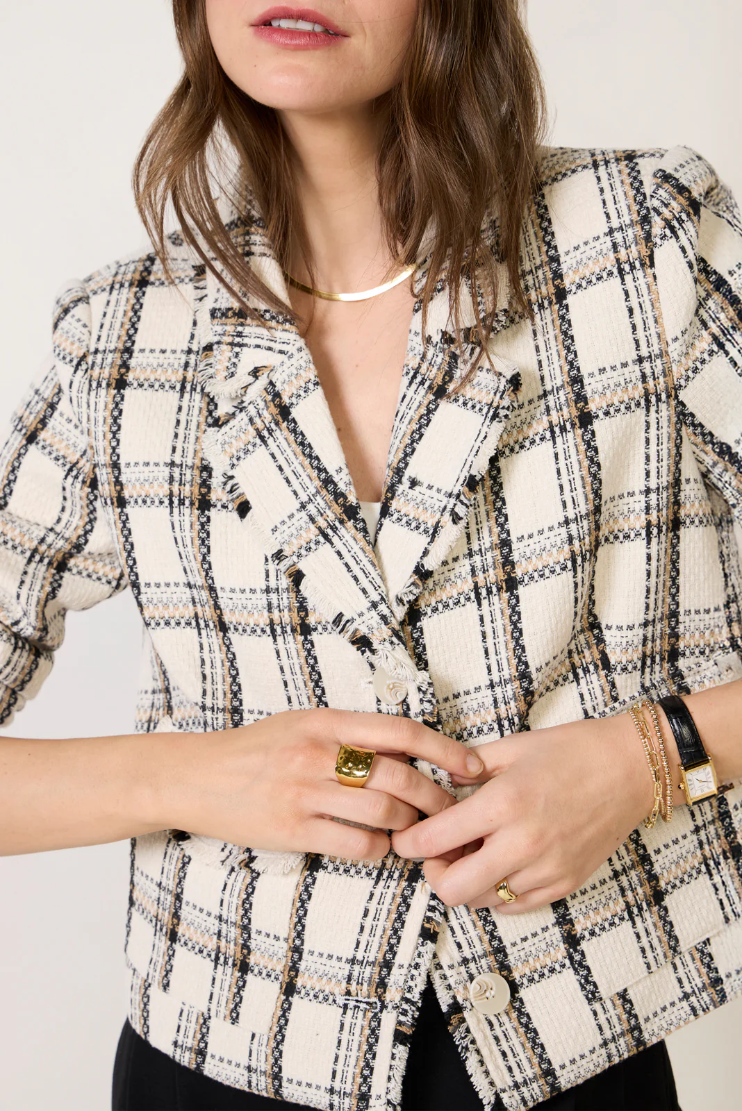 Amy Raw Edge Plaid Jacket - Image 3