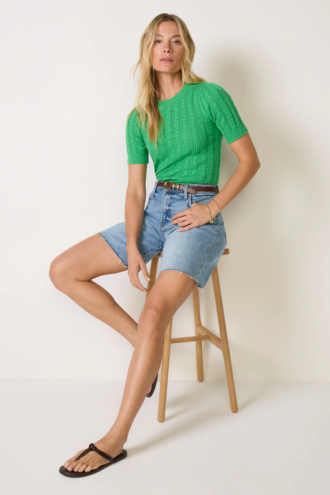 Arden Pointelle Puff Sleeve Pullover - Image 2