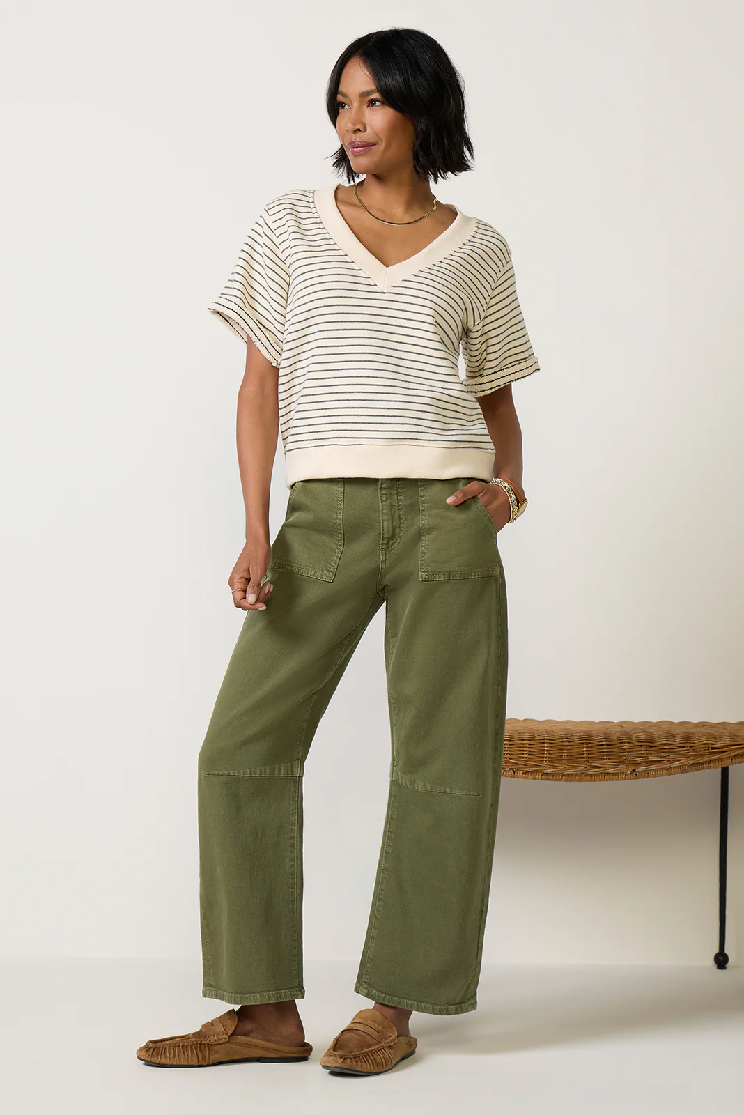 Briggs Stripe V Neck Sweatshirt - Image 2