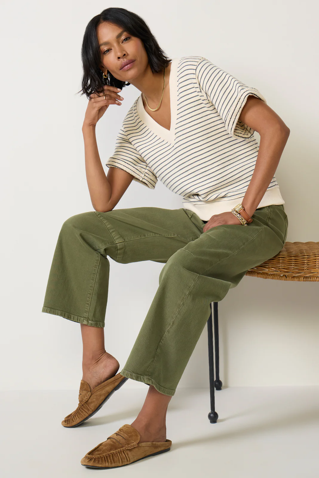 Briggs Stripe V Neck Sweatshirt - Image 5