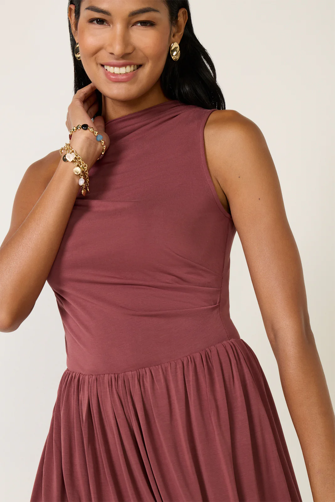 Brina Draped Jersey Dress - Image 6