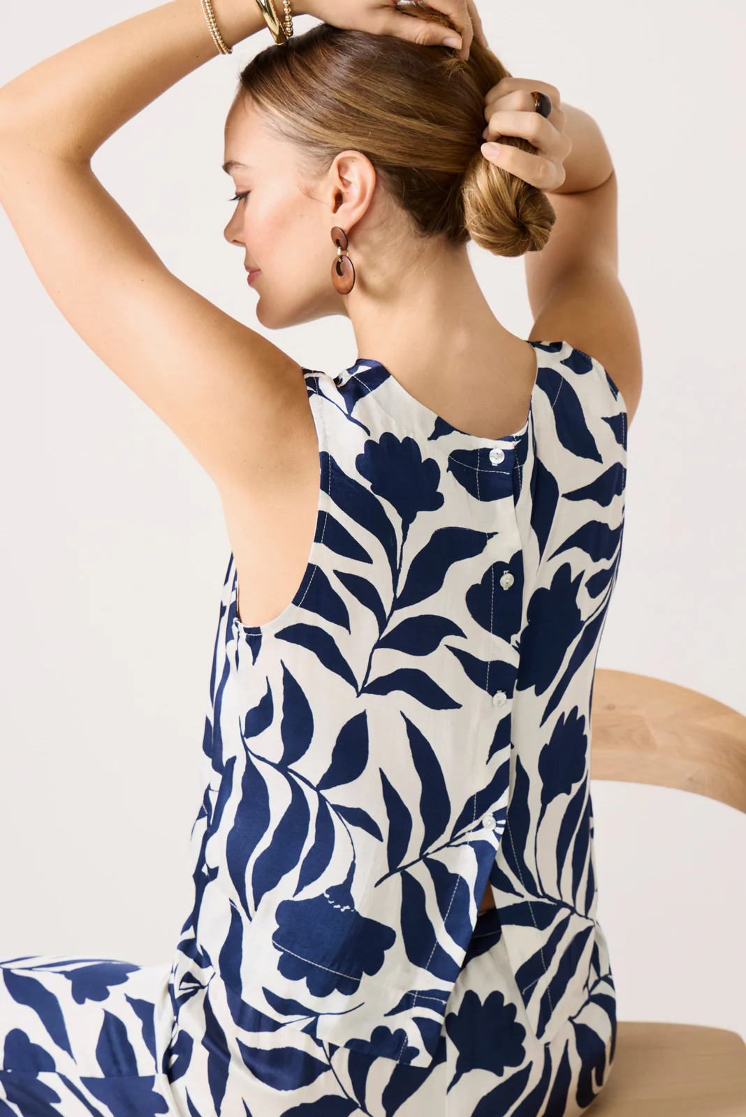 Button Back Satin Tank - Image 3