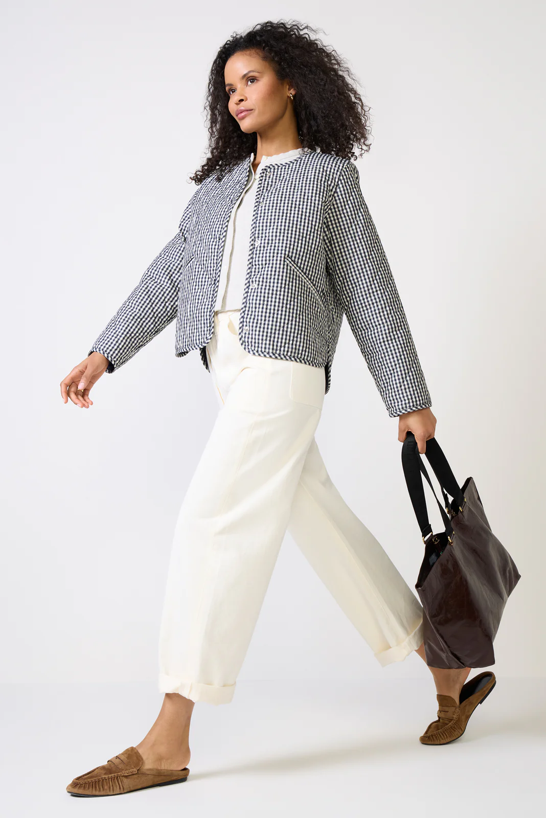 Cashel Check Collarless Quilted Jacket - Image 5