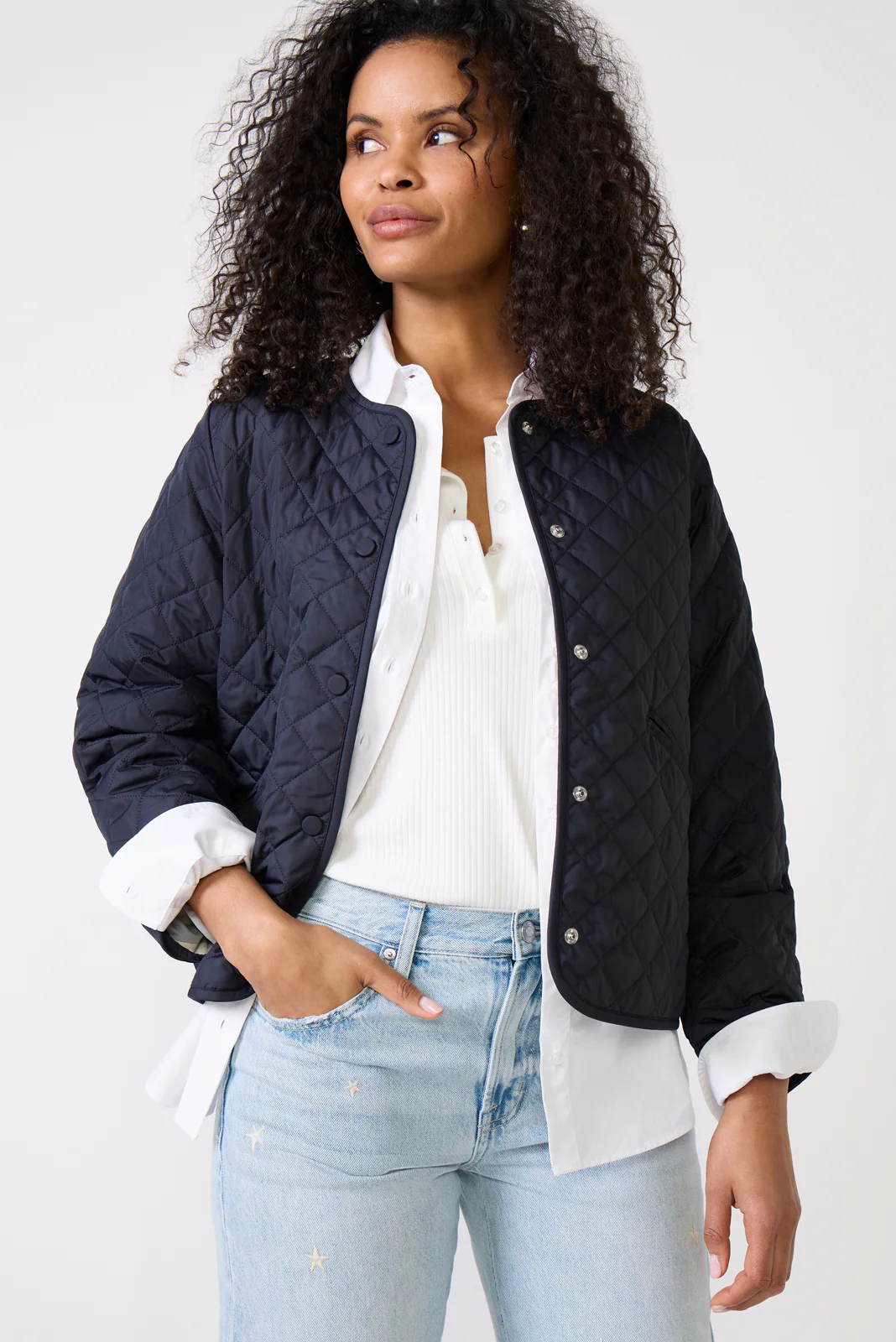 Cashel Collarless Quilted Jacket - Image 5