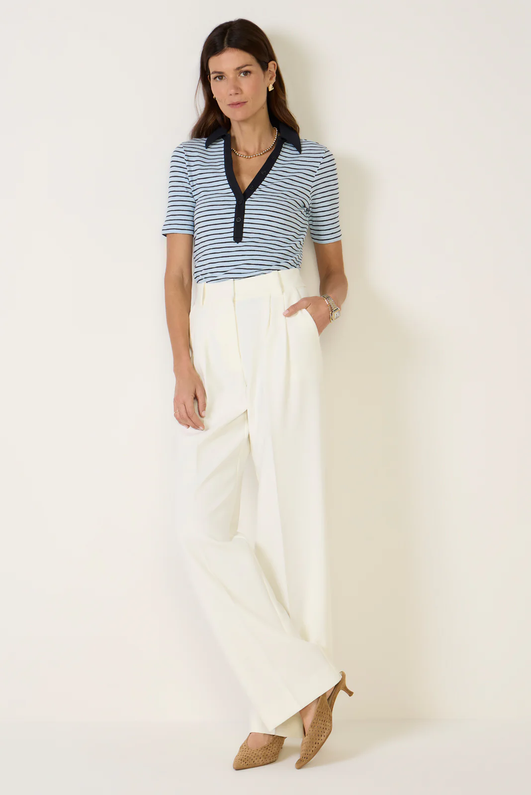 Catie Ribbed Polo Top - Image 2