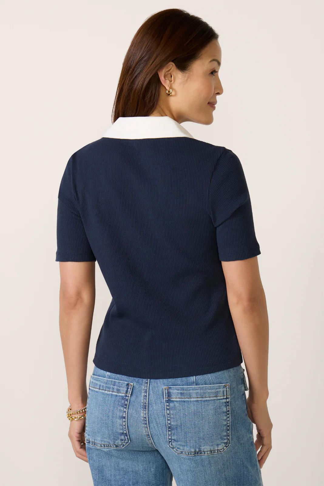 Catie Ribbed Polo Top - Image 4