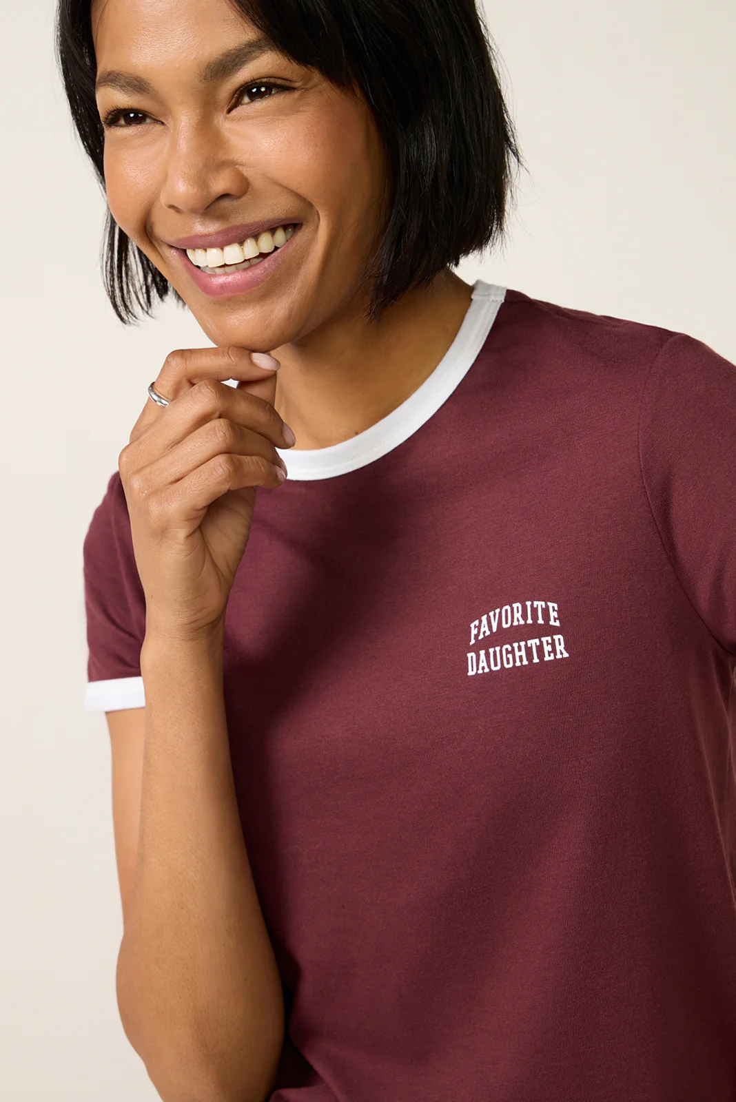 Chest Logo Cropped Ringer Tee - Image 3