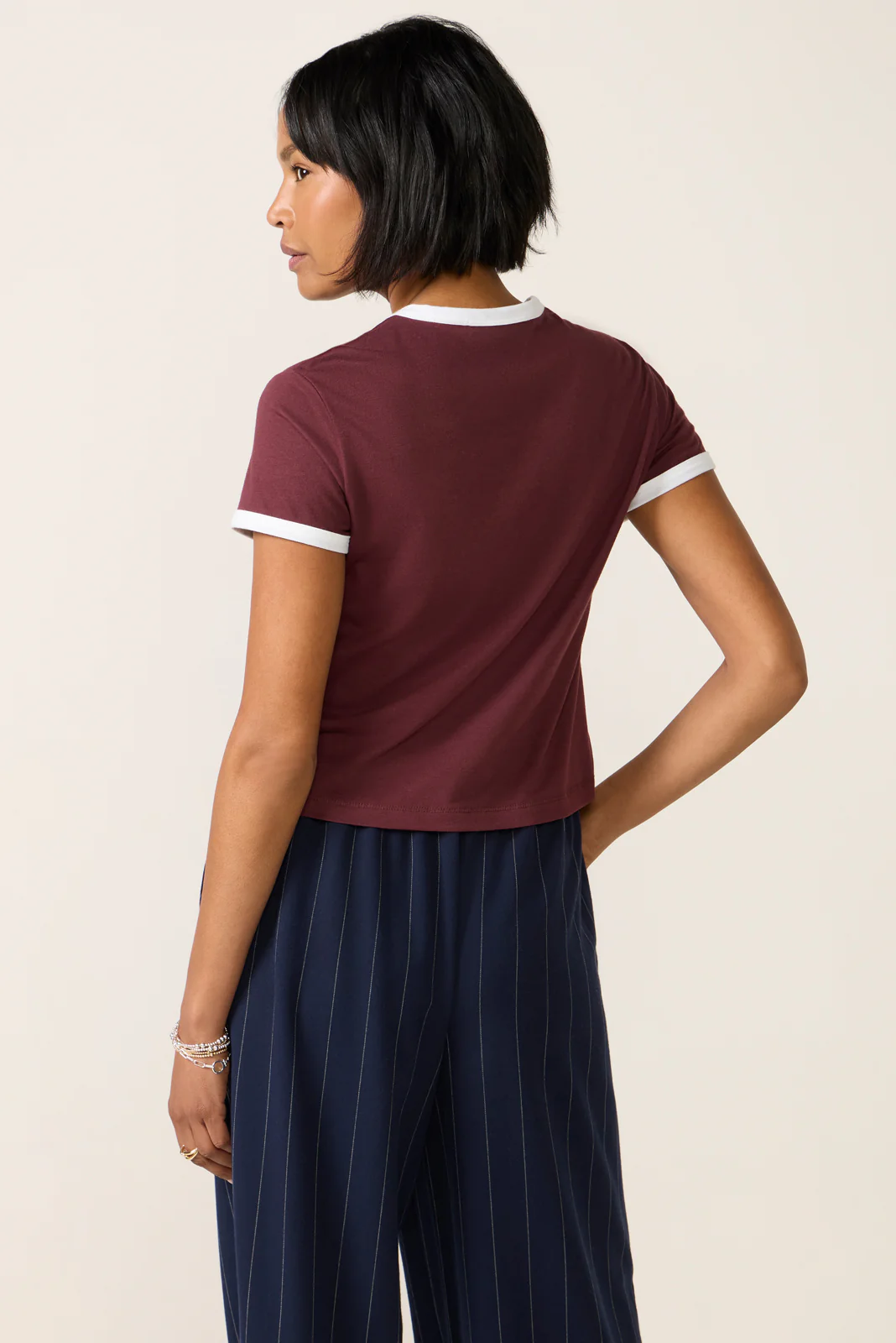 Chest Logo Cropped Ringer Tee - Image 4