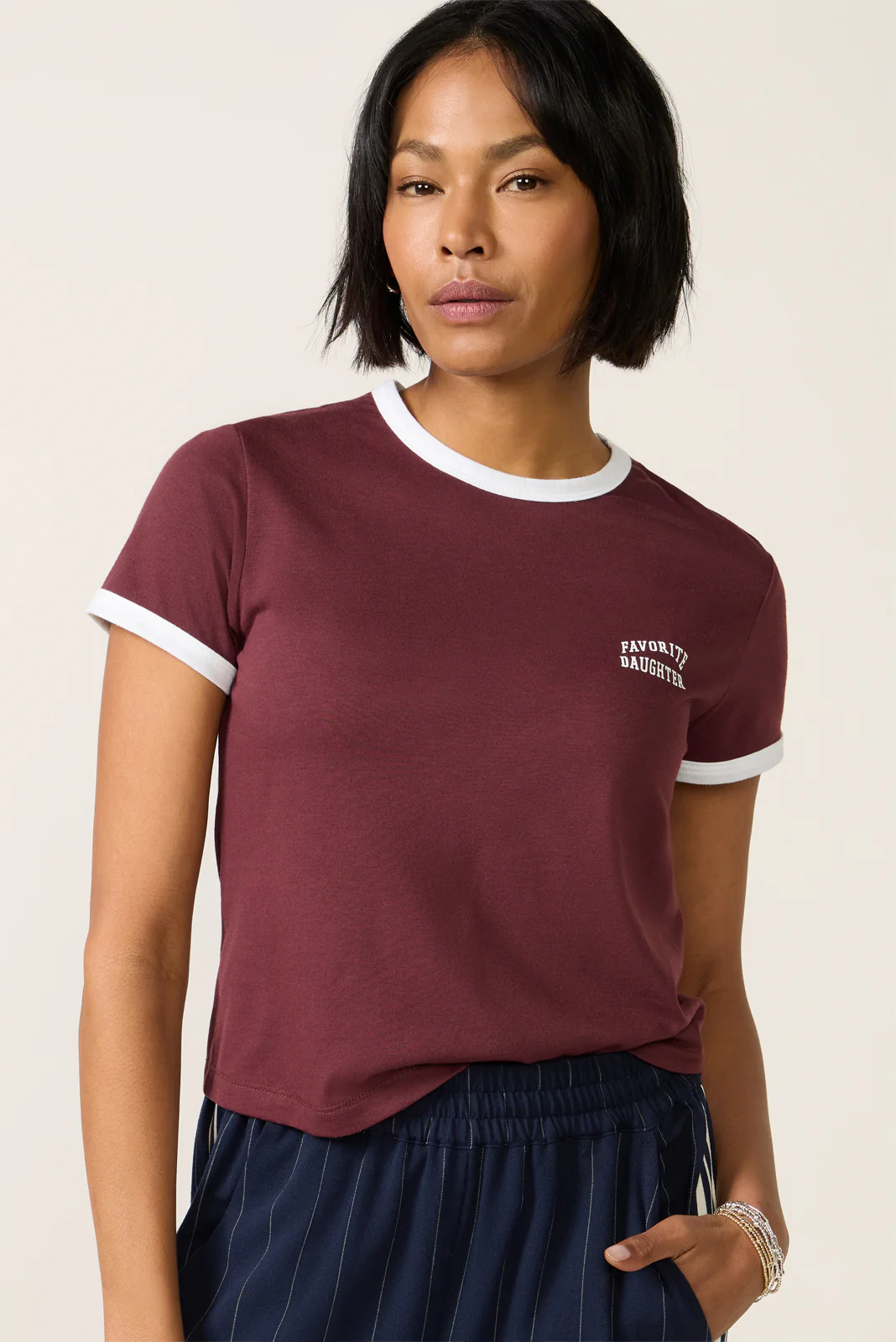 Chest Logo Cropped Ringer Tee - Image 5