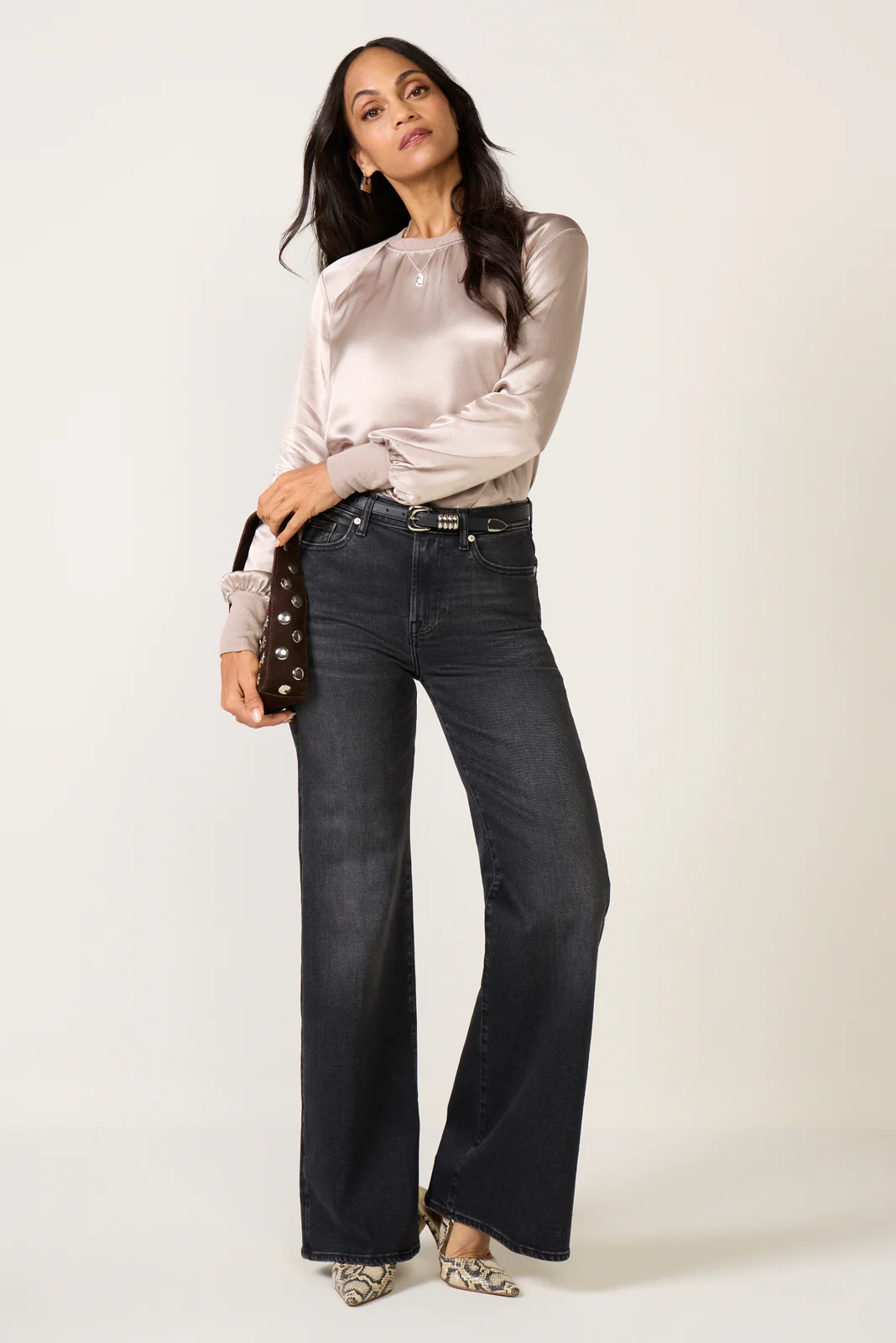 City Satin Long Sleeve Top - Image 2