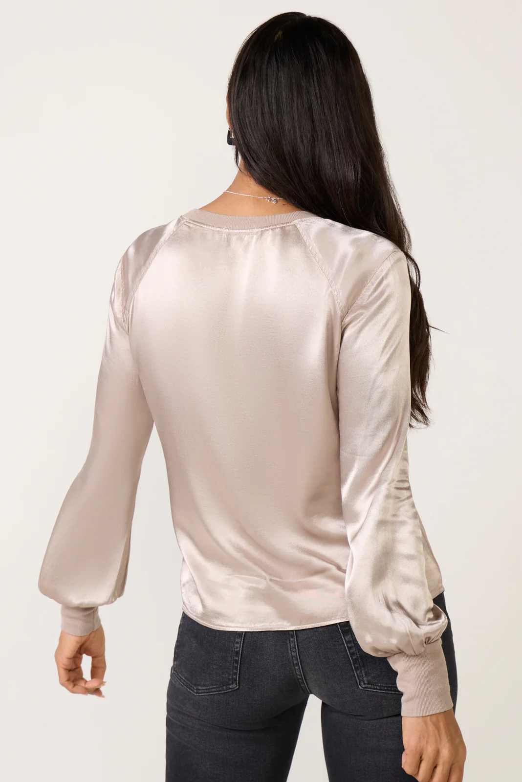 City Satin Long Sleeve Top - Image 4