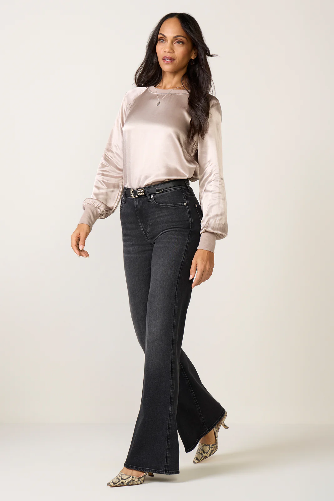 City Satin Long Sleeve Top - Image 5