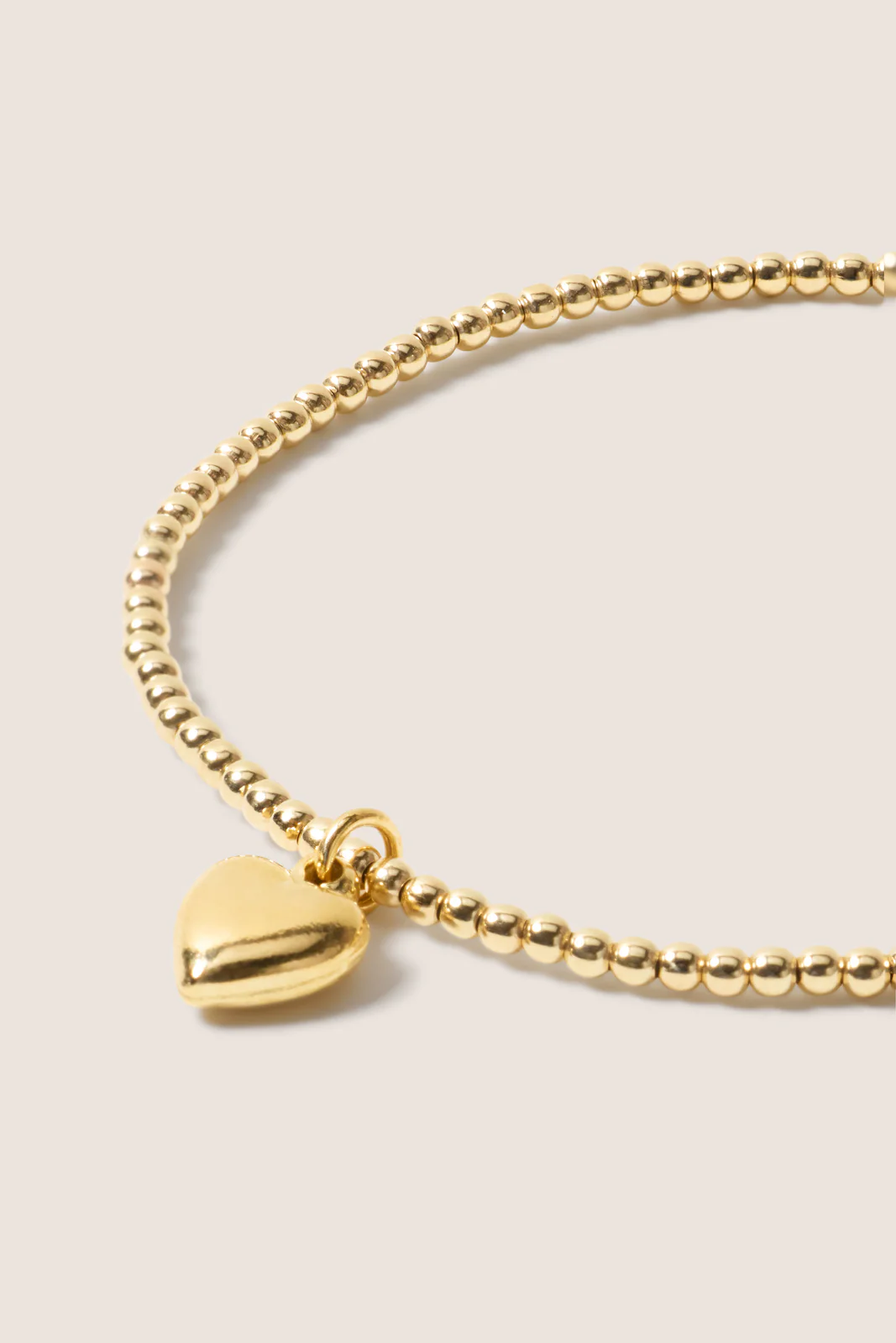 Classic Gold 2mm Bracelet w. Heart - Image 2