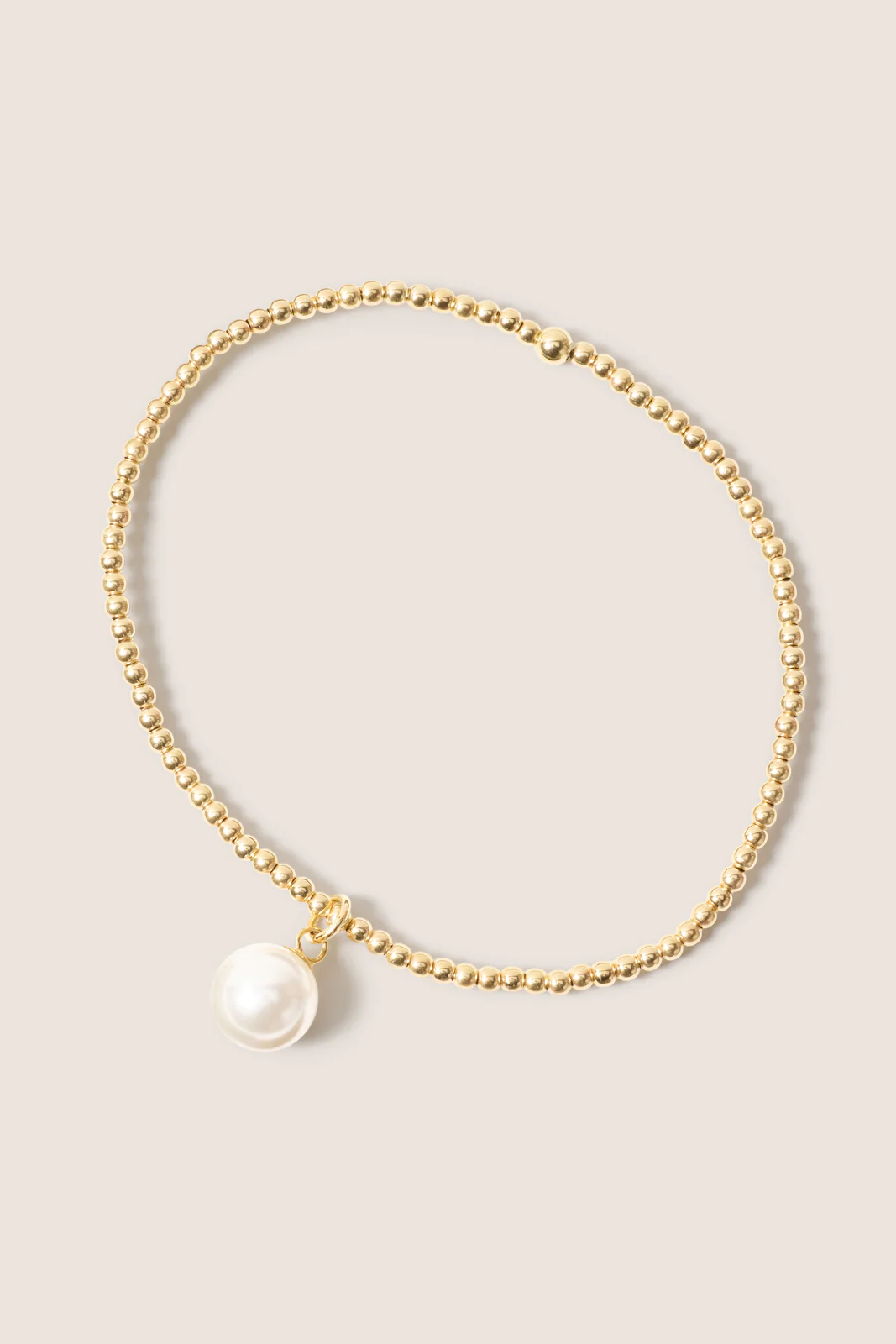 Classic Gold 2mm Bracelet w. Pearl - Image 2
