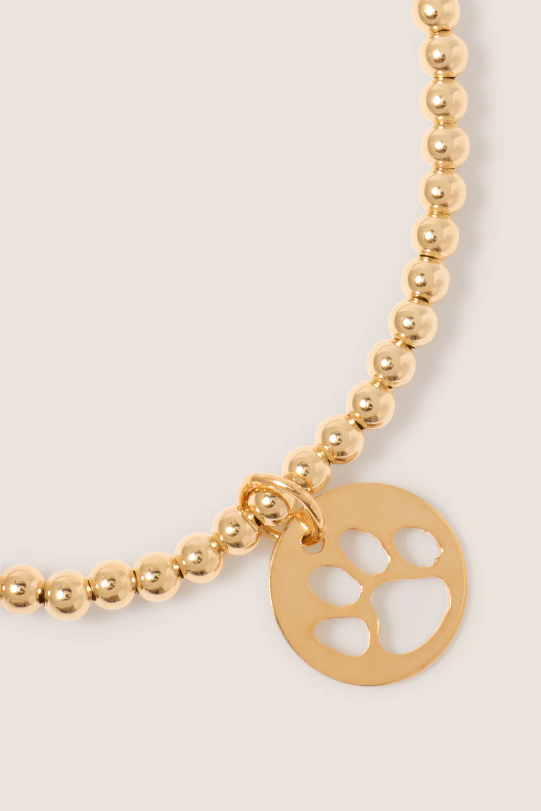 Classic Gold 3mm Bracelet - Paw Print Gold Disc - Image 2