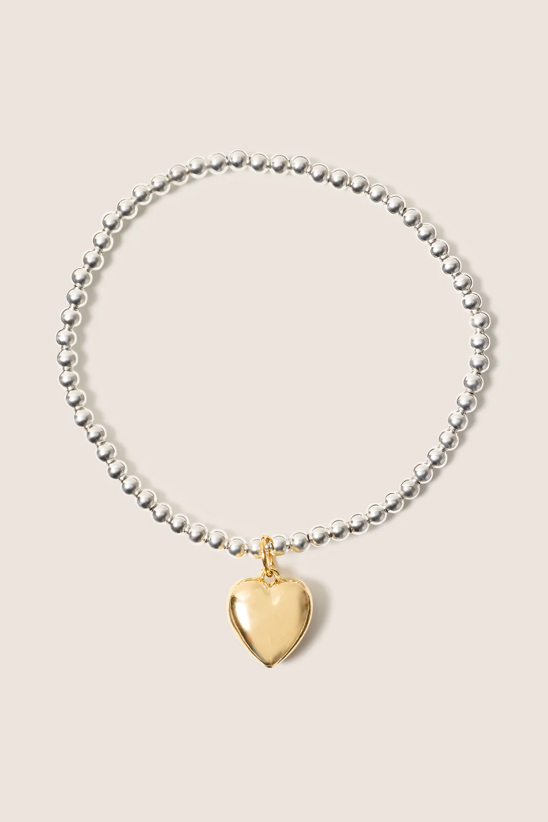 Classic Mixed Metal 3mm Bracelet w. Heart