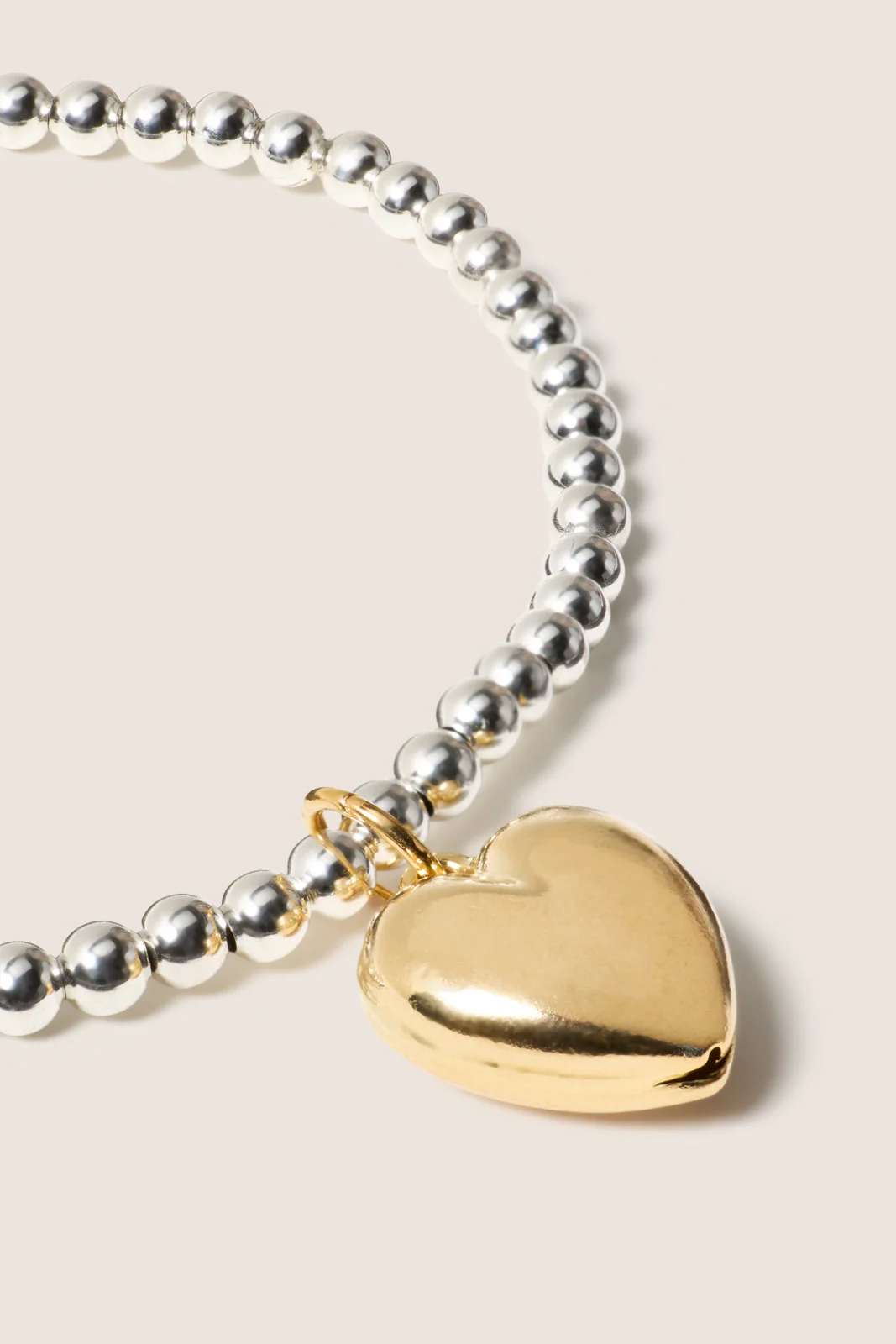 Classic Mixed Metal 3mm Bracelet w. Heart - Image 2