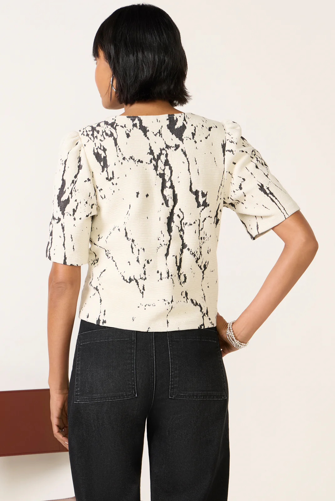 Courtney Jacquard Zip Front Top - Image 4