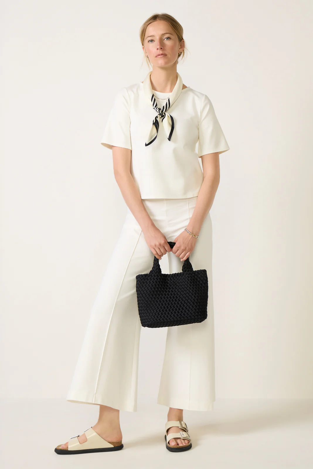 Cropped Ponte Knit Wide Leg Pant - Image 6