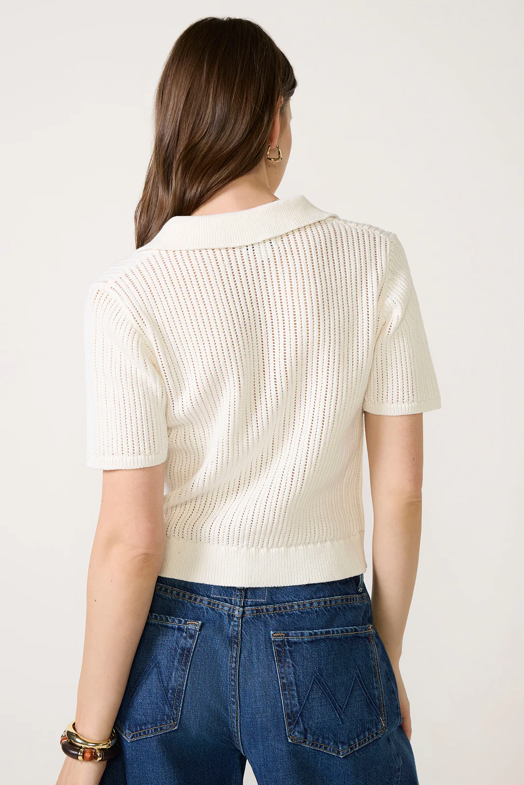 Dehlia Open Stitch Polo Sweater - Image 4