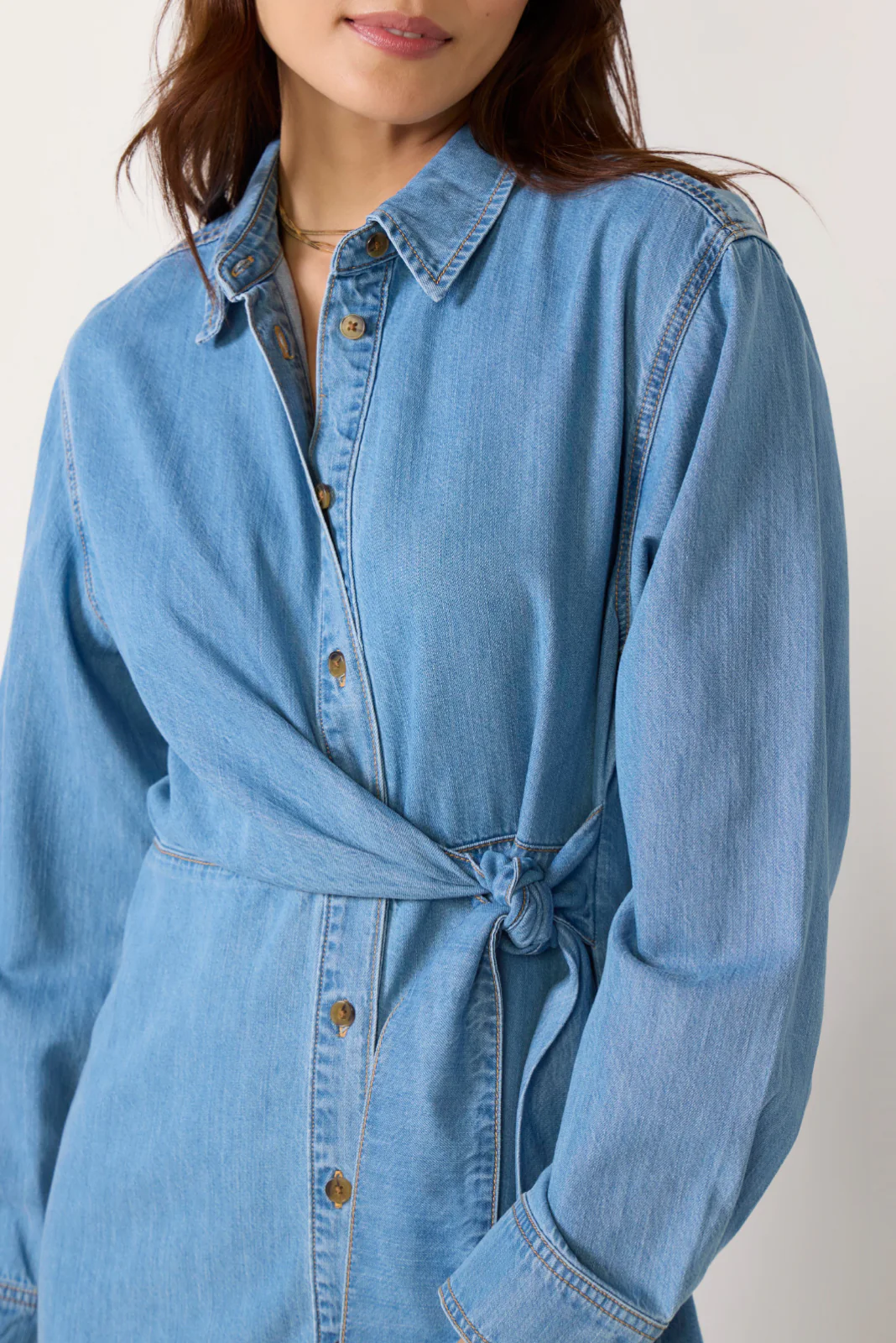 Denim Wrap Shirt Dress - Image 3