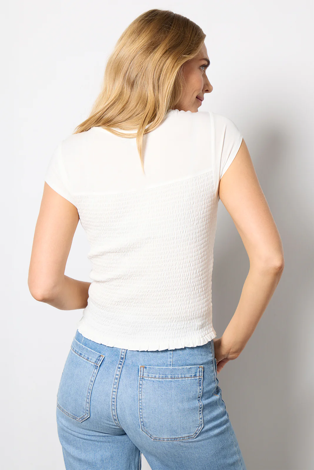 Elena Short Sleeve Smocked Top - Image 4