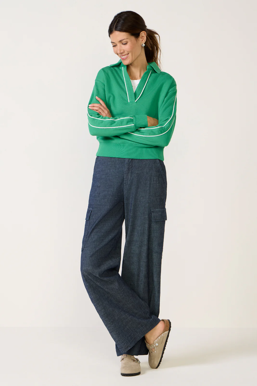 Elsie Piped Polo Sweatshirt - Image 2