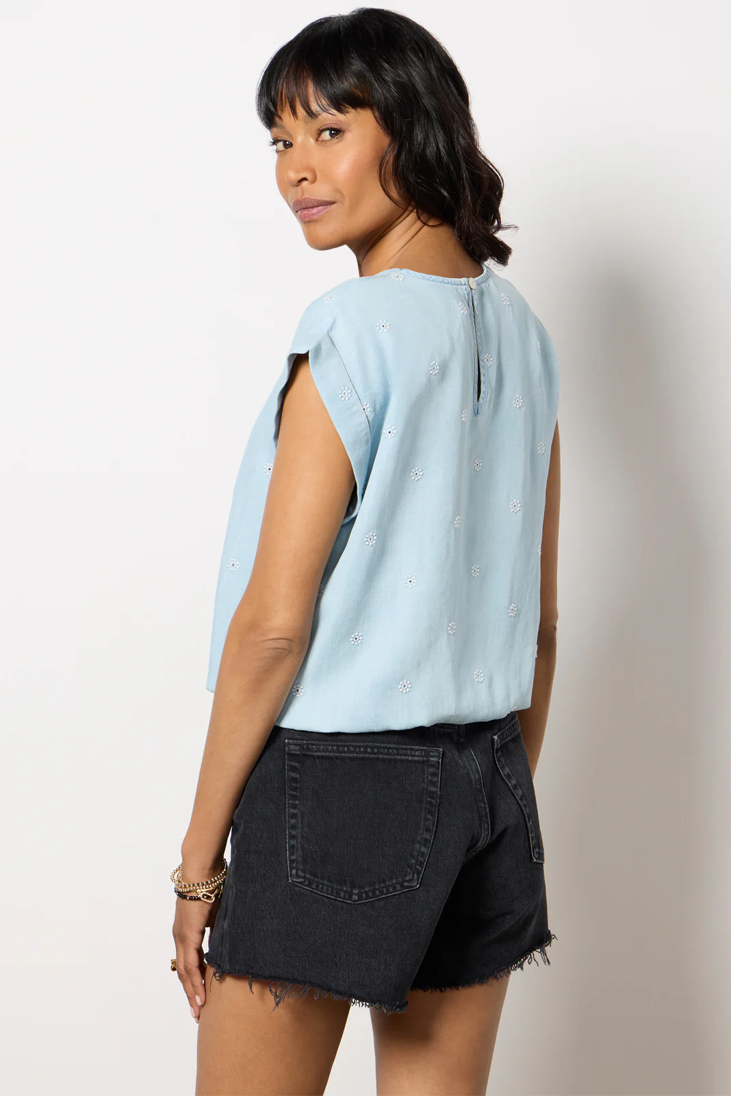 Embroidered Chambray Top - Image 4