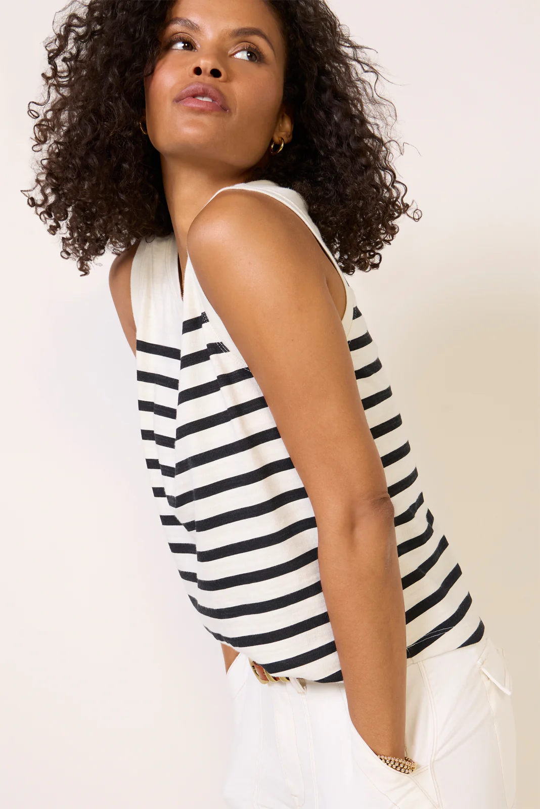 Esme Striped Henley Tank - Image 2