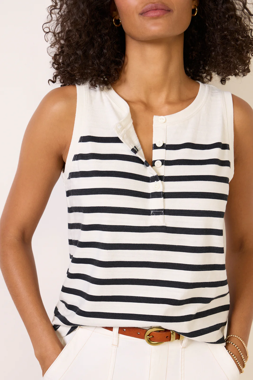 Esme Striped Henley Tank - Image 3