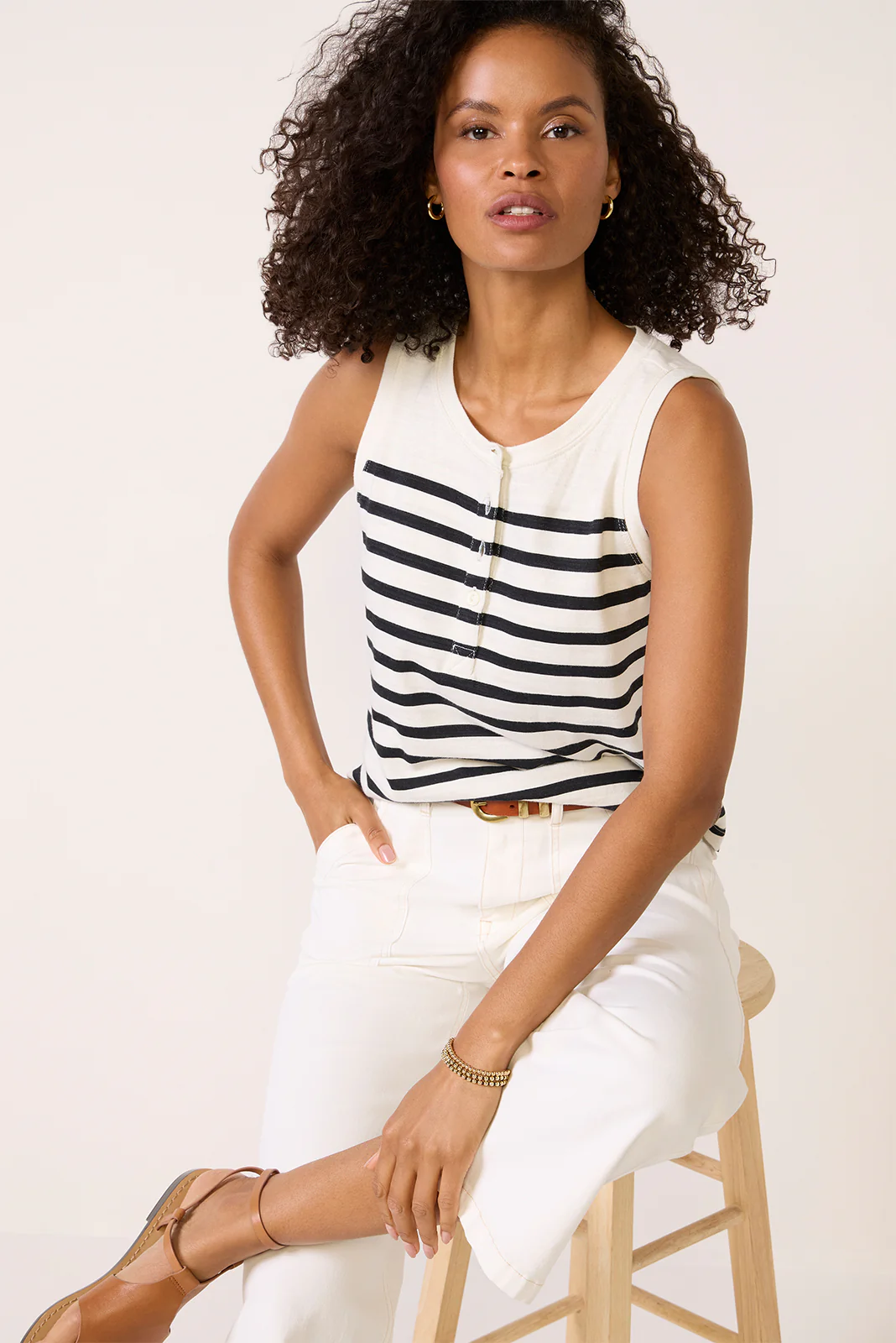 Esme Striped Henley Tank - Image 5
