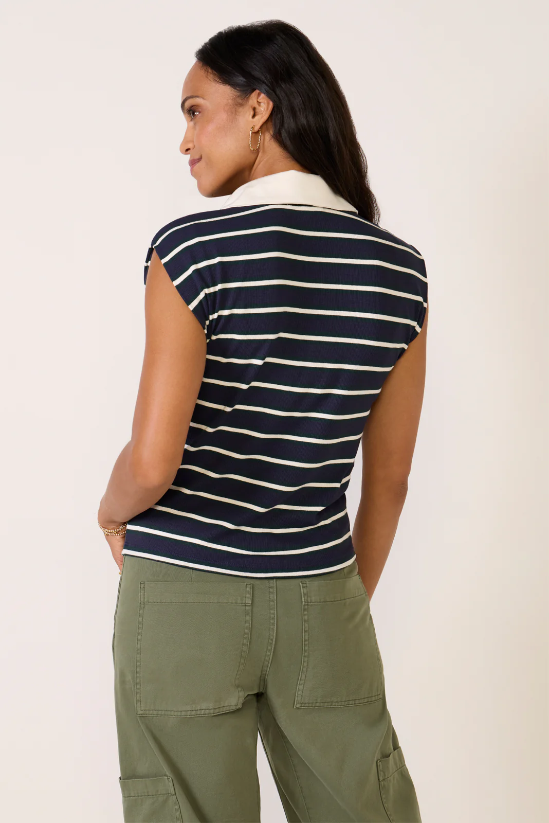 Ester Stripe Polo Top - Image 4