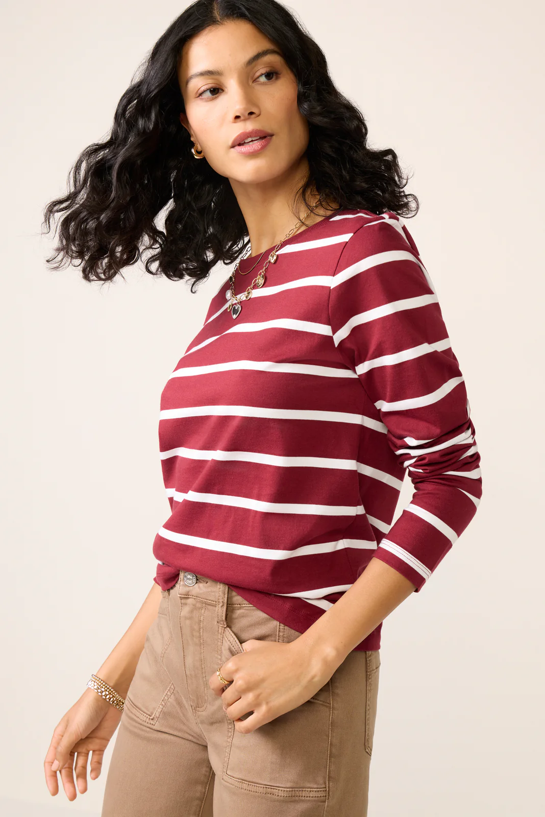 Ever Perfect Long Sleeve Stripe Tee - Image 2