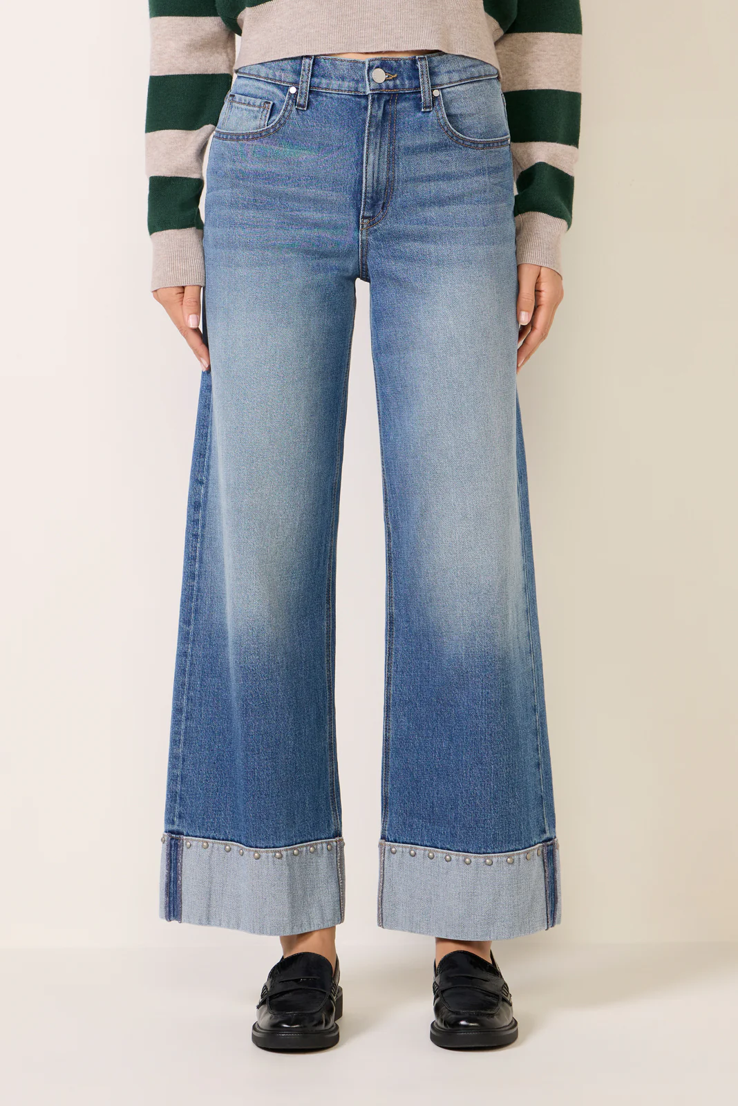 Ever Vintage Hem w Studs Wide Leg Jean - Image 5