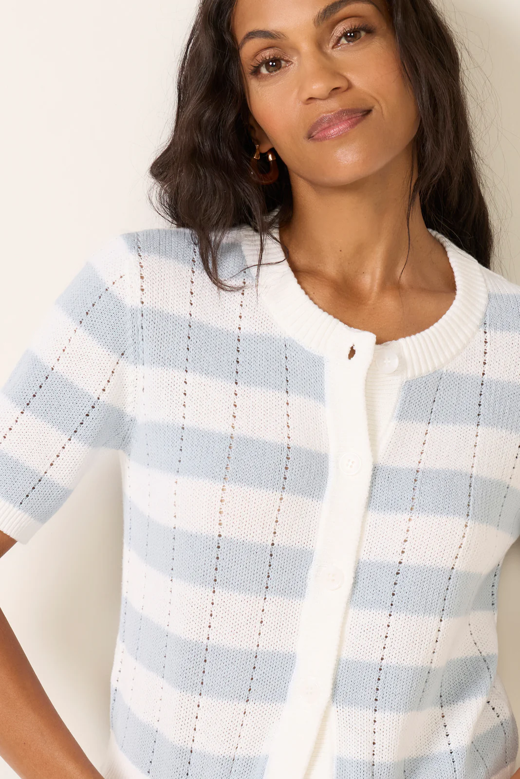 Evie Short Sleeve Crew Cardigan - Image 3