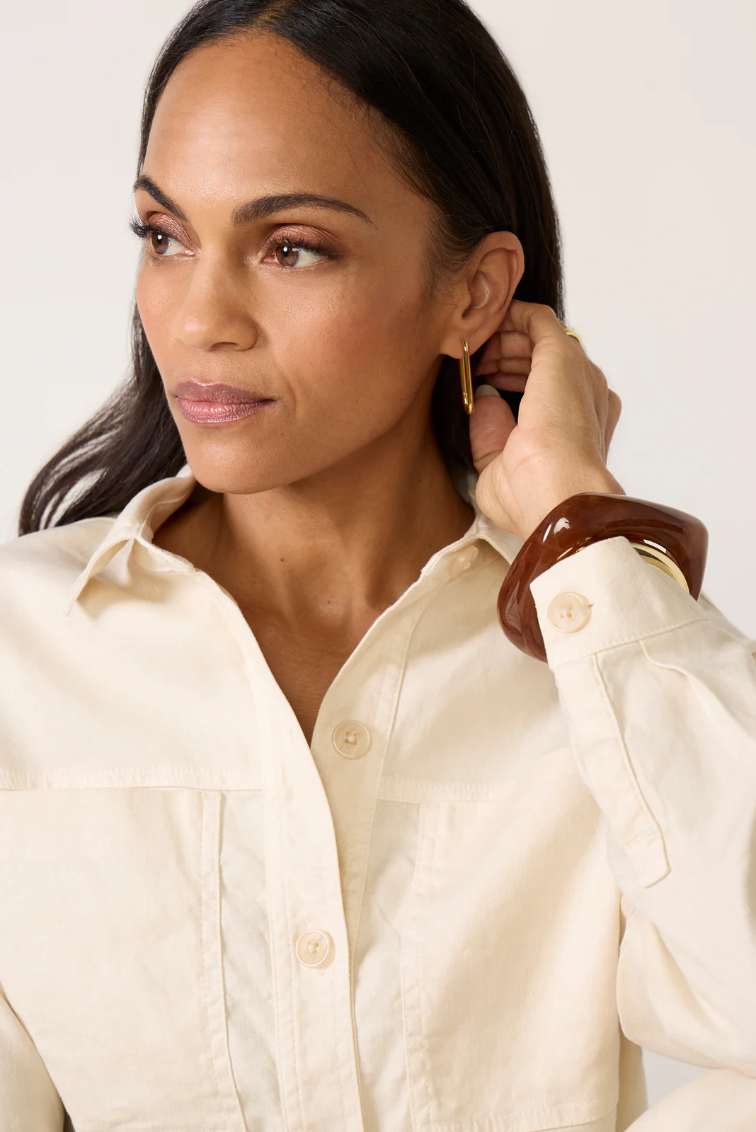 Frankie Stretch Linen Long Shacket - Image 3
