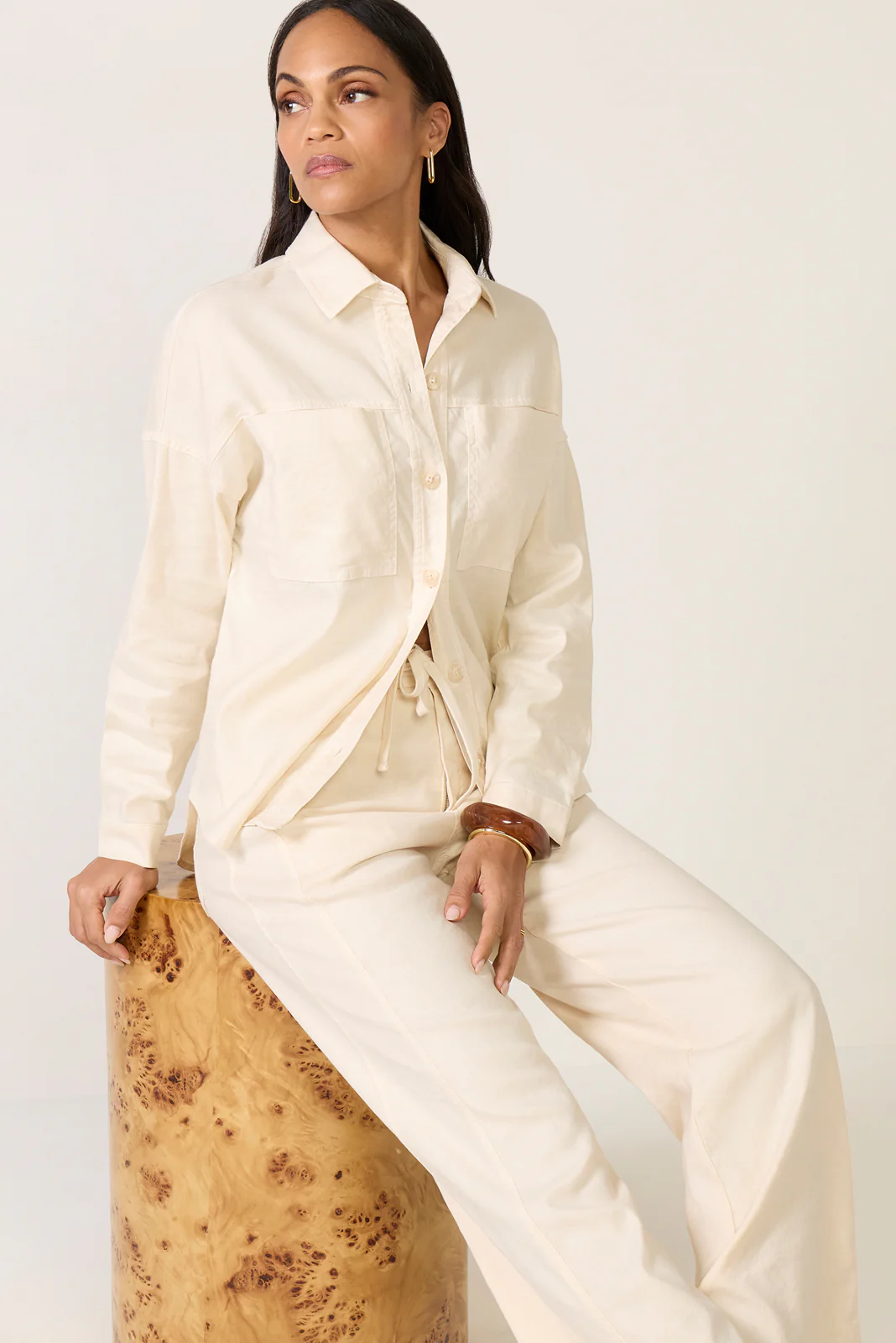Frankie Stretch Linen Long Shacket - Image 5