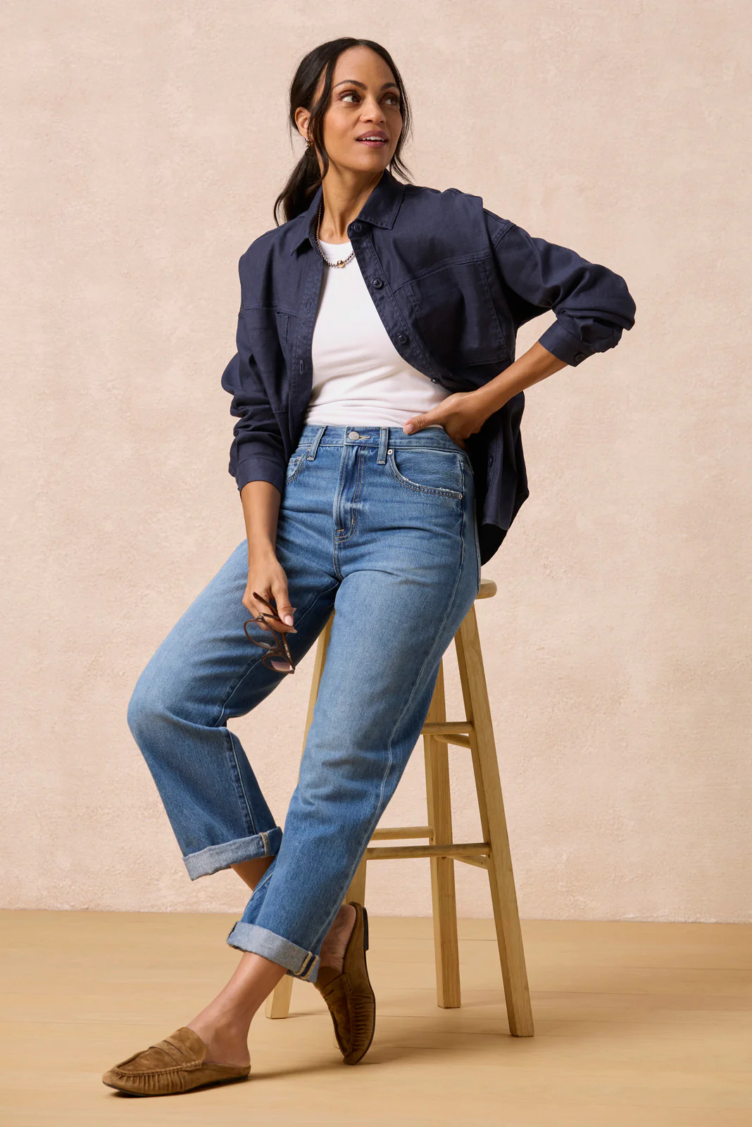 Frankie Stretch Linen Long Shacket - Image 2
