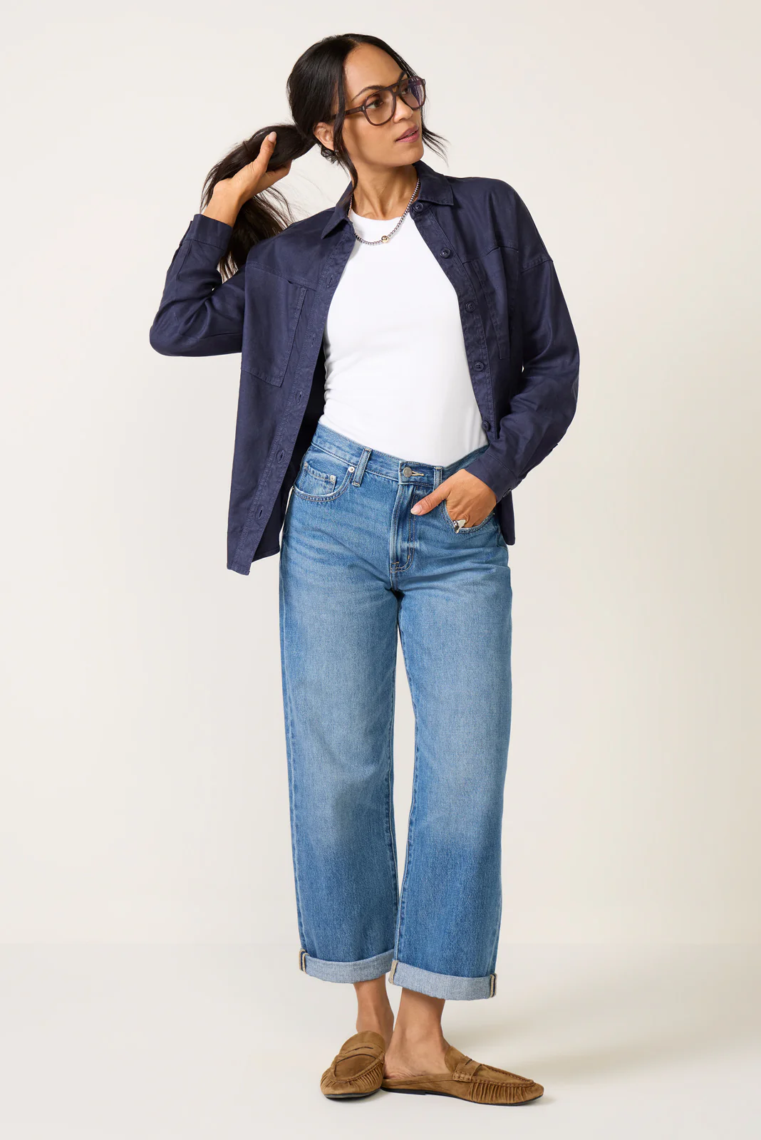 Frankie Stretch Linen Long Shacket - Image 3