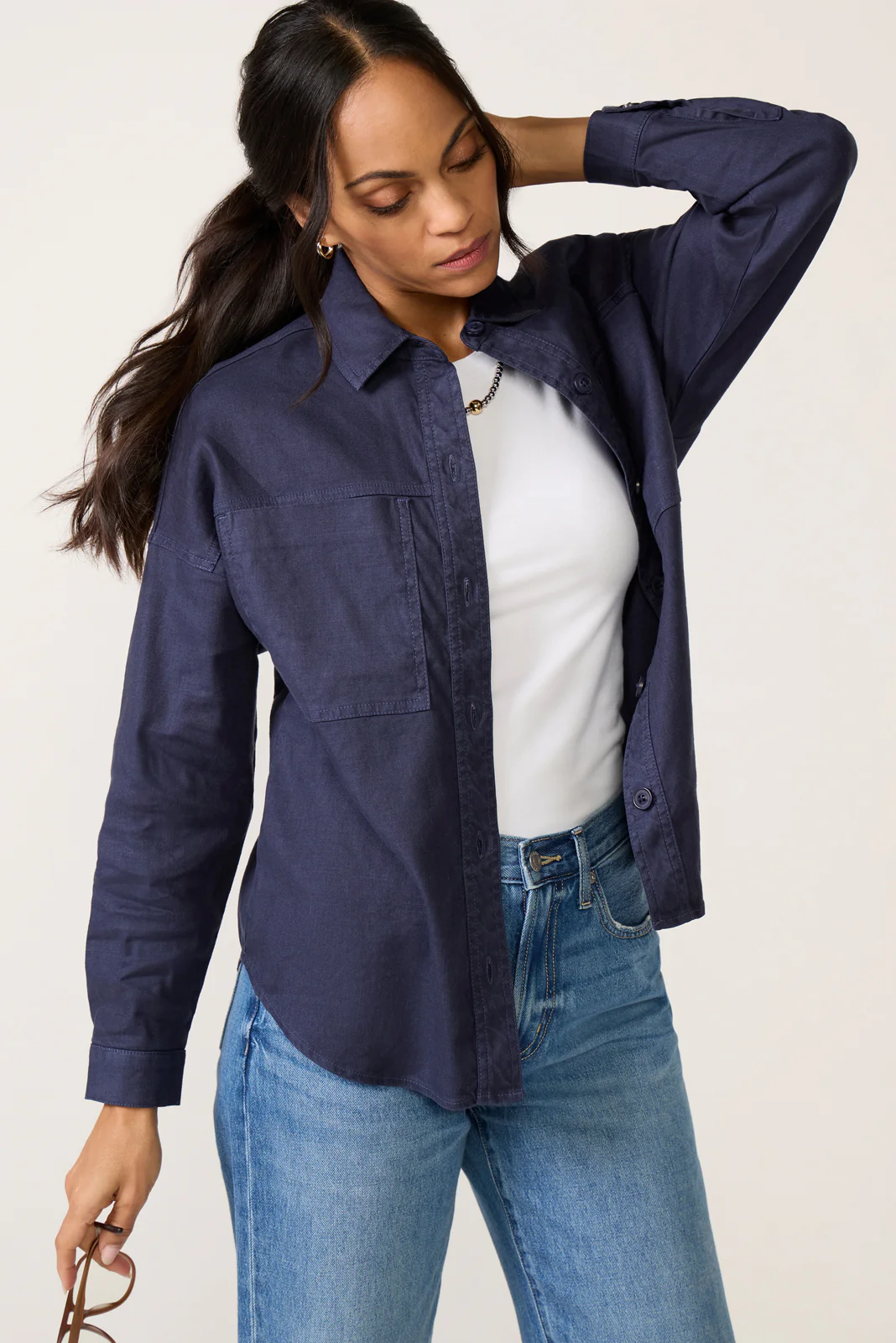 Frankie Stretch Linen Long Shacket - Image 6