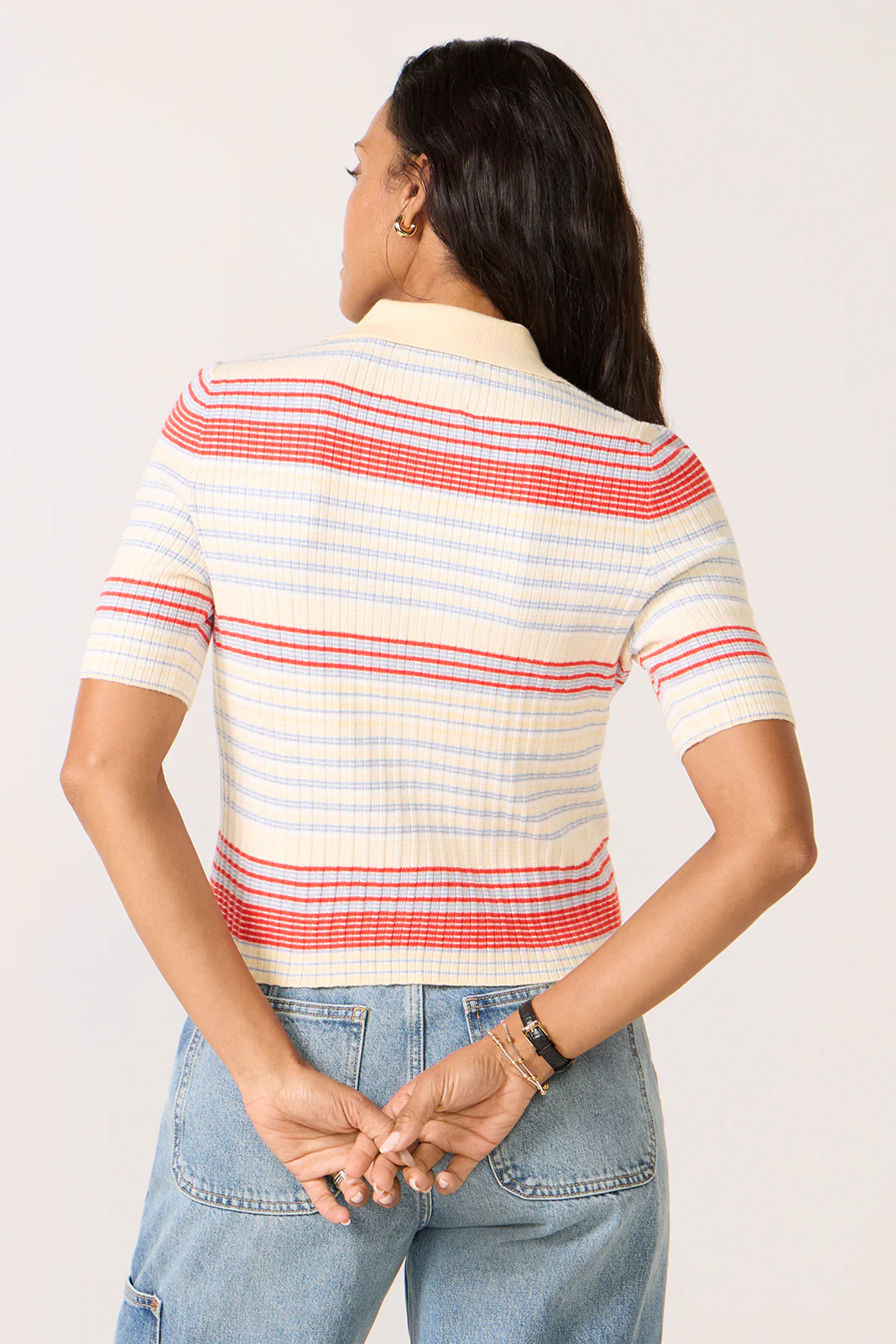 Giselle Textured Striped Polo - Image 4