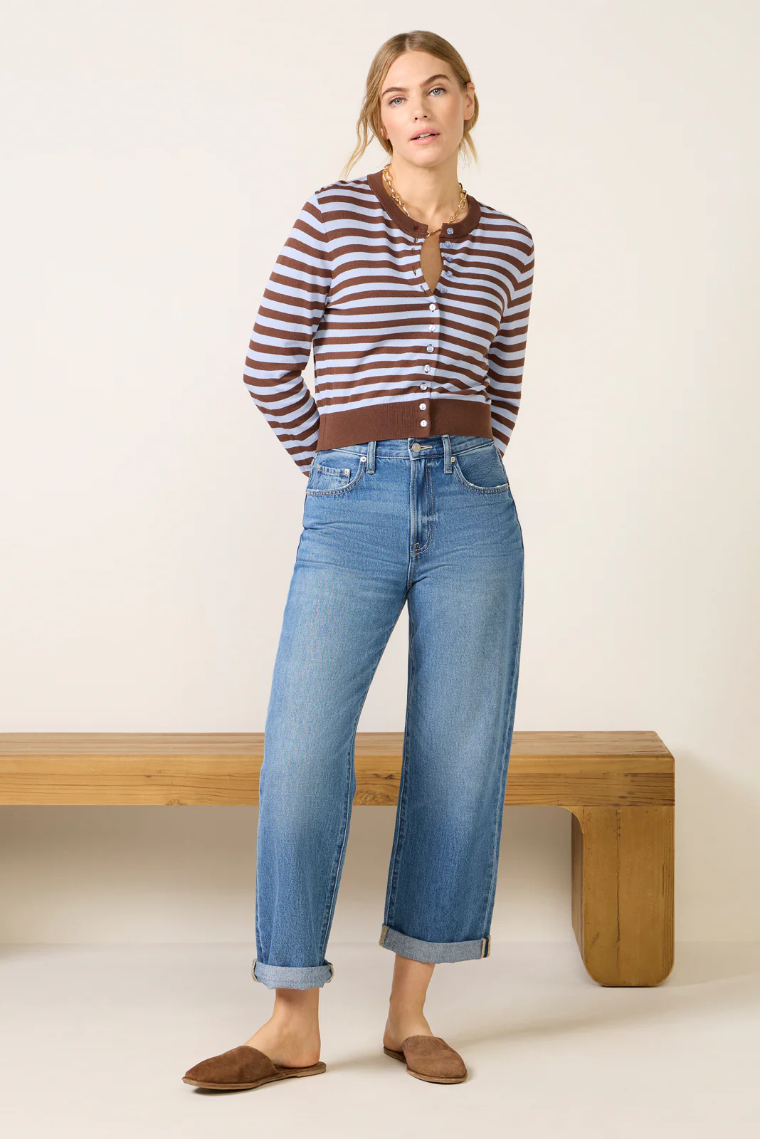 Harlow Striped Button Down Cardigan - Image 3