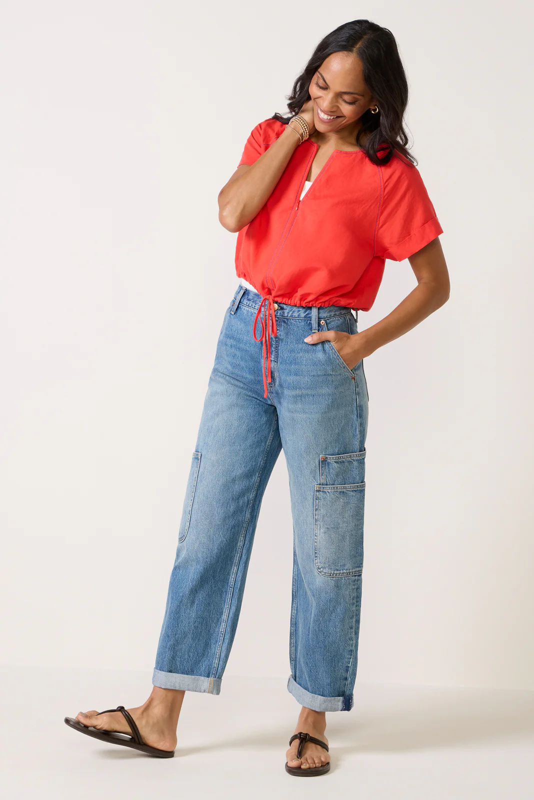 Jill Linen Zip Up Top - Image 2