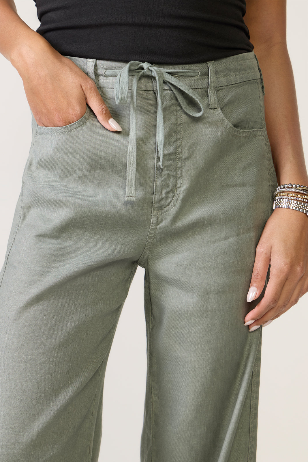 Joelle Stretch Linen Trouser with Tie Waist - Image 2