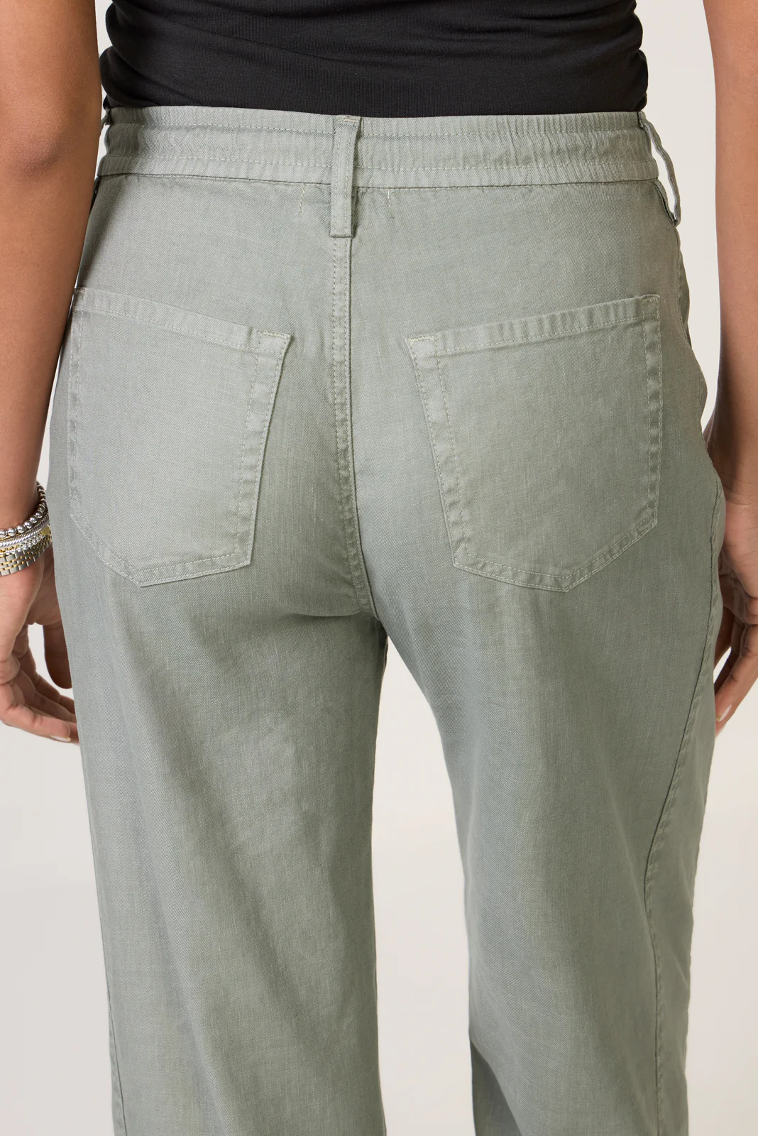Joelle Stretch Linen Trouser with Tie Waist - Image 3