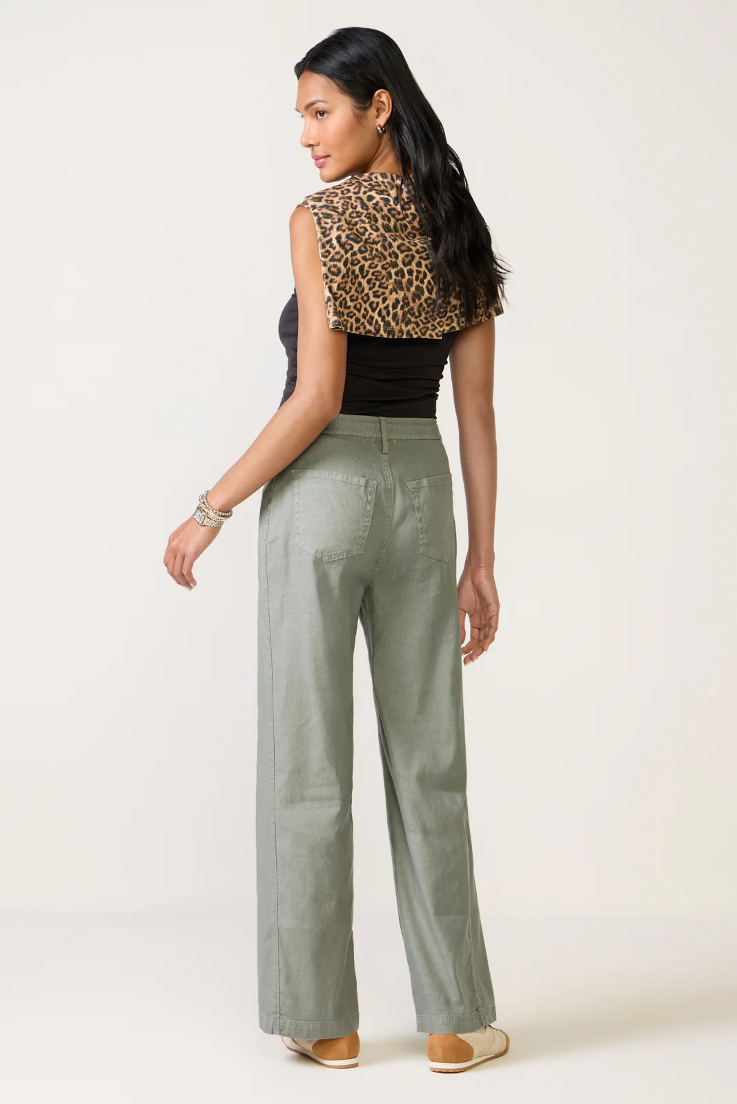 Joelle Stretch Linen Trouser with Tie Waist - Image 4
