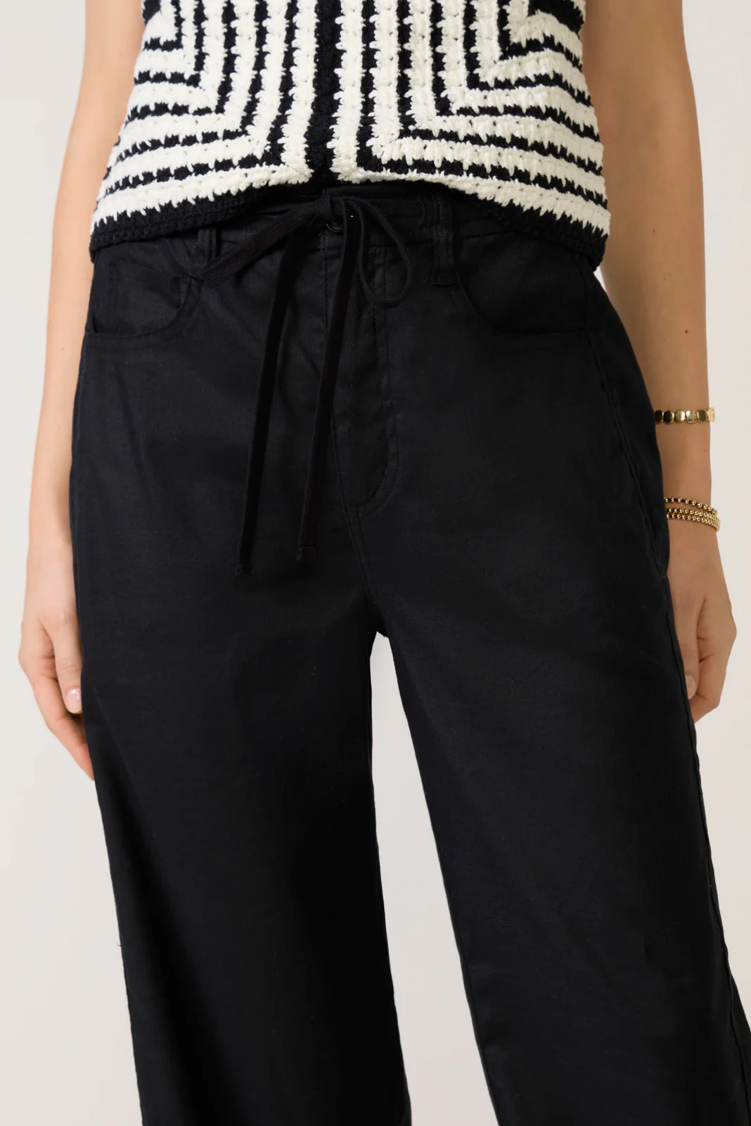Joelle Stretch Linen Trouser with Tie Waist - Image 2