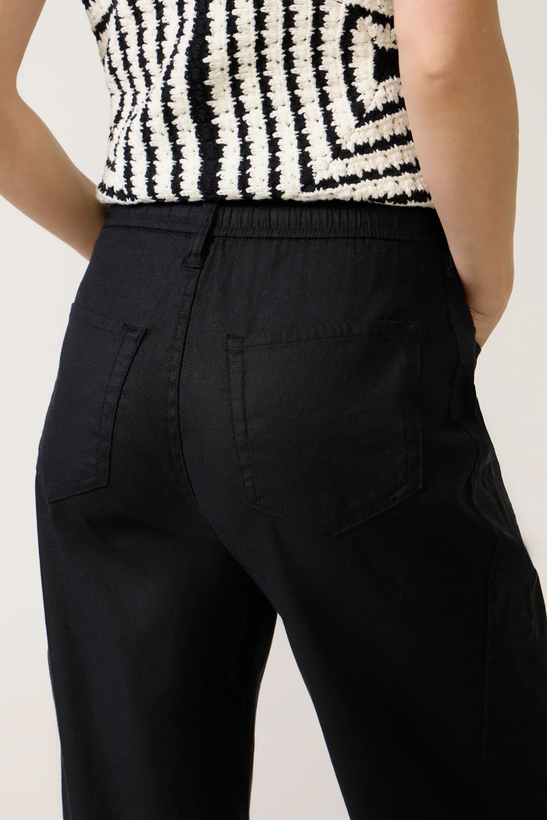Joelle Stretch Linen Trouser with Tie Waist - Image 3